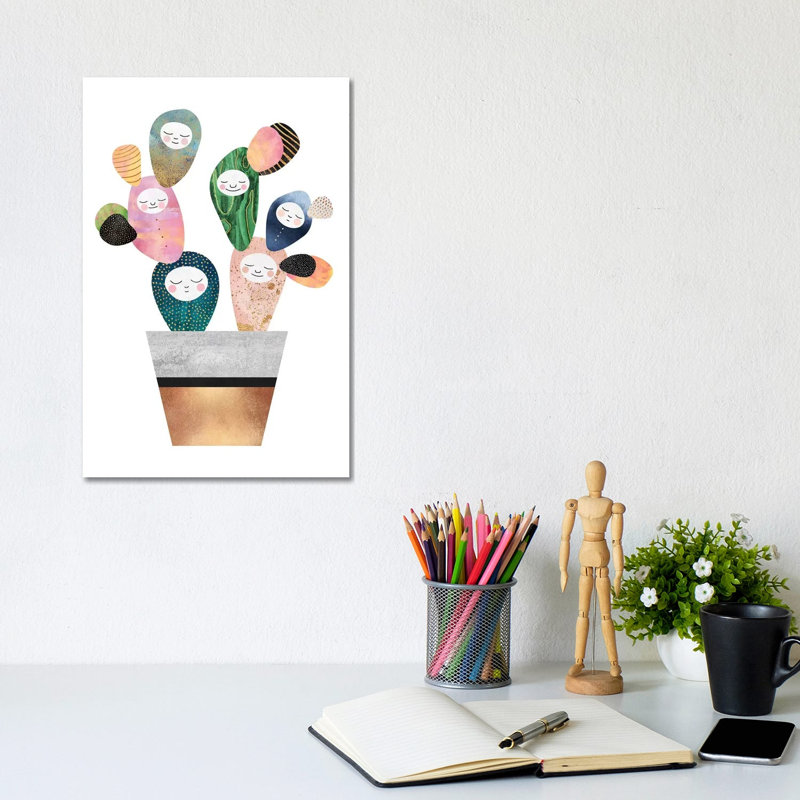 Sleepy Cactus by Elisabeth Fredriksson - Wrapped Canvas Print, 20.32 cm H x 30.48 cm W