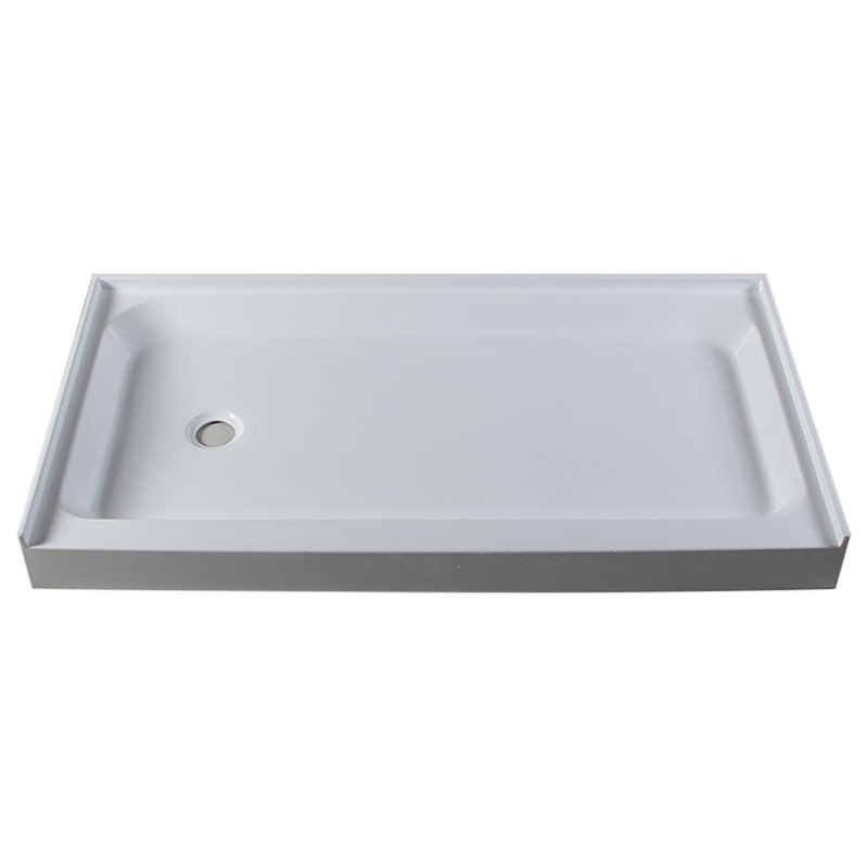 60'' W 34'' D Rectangular Single Shower Base, Polished Chrome
