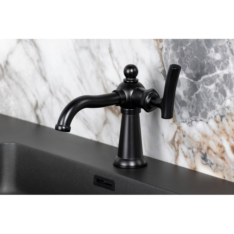 Robinet de salle de bain 1 trou à fixation sur le comptoir avec drain Kingston, Noir mat