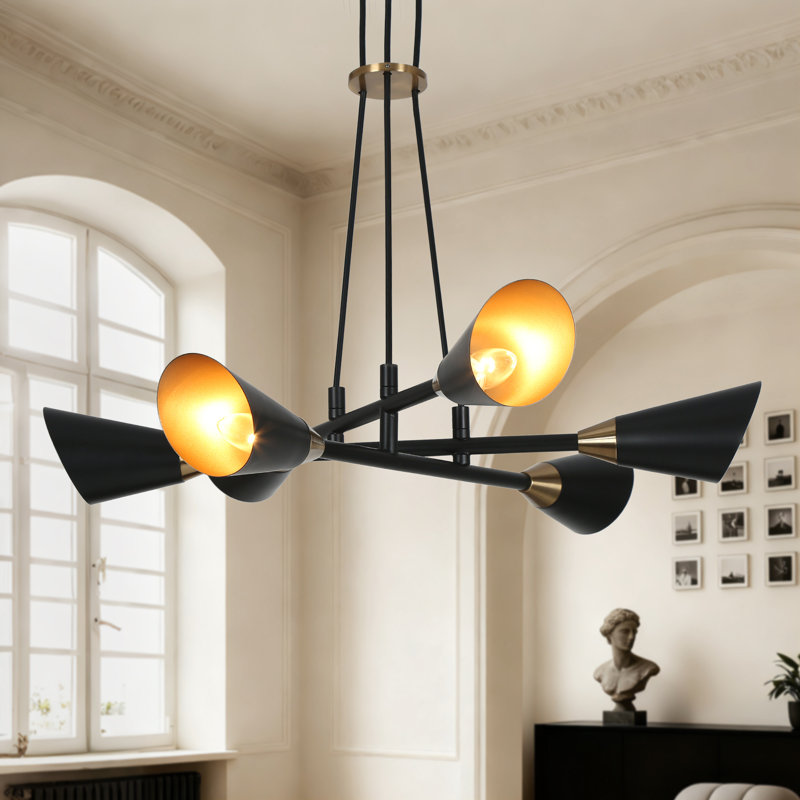 Desiderius 6 - Light Modern Wagon Wheel Black/Brass Chandelier