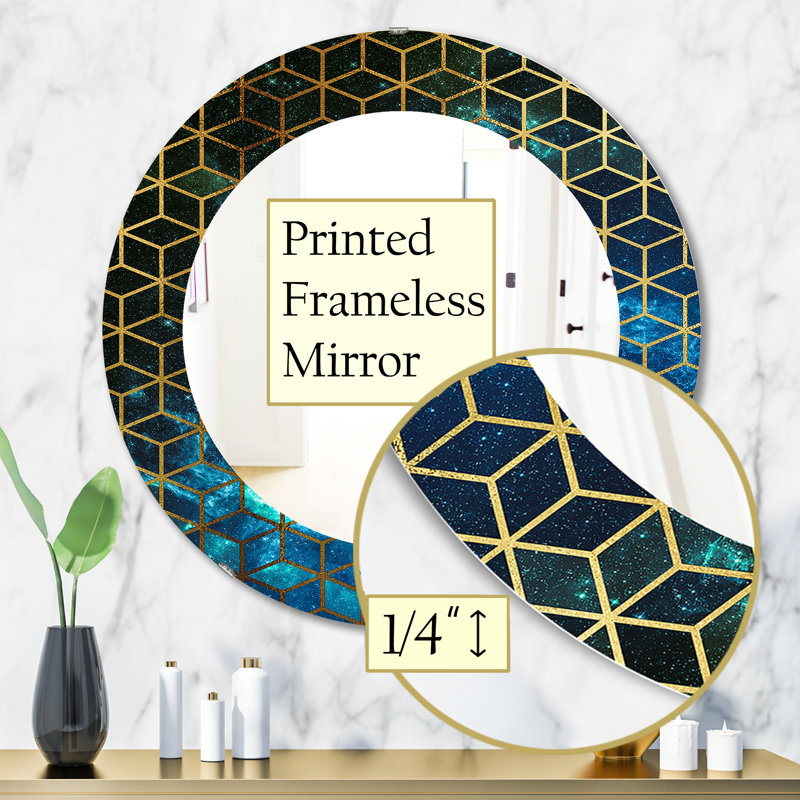 Capital Honeycomb Contemporary Accent Mirror, 20" W x 30" H, Blue/Gold