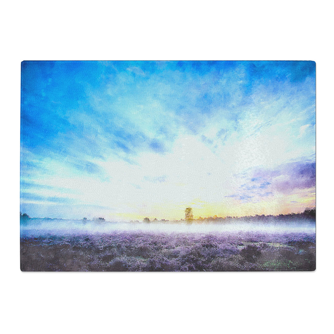 Tempered Glass Field of Heather in the Netherlands Chopping Board
