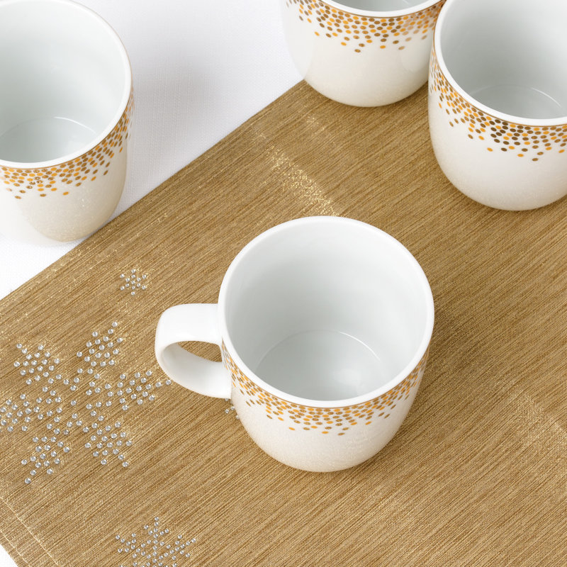 Waterside 4 Pack Gold Sparkle Porcelain Mugs