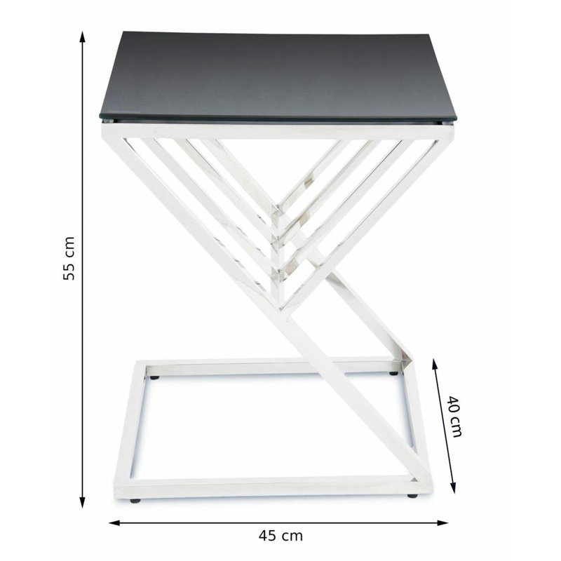 Peru Glass Top Cross Legs End Table