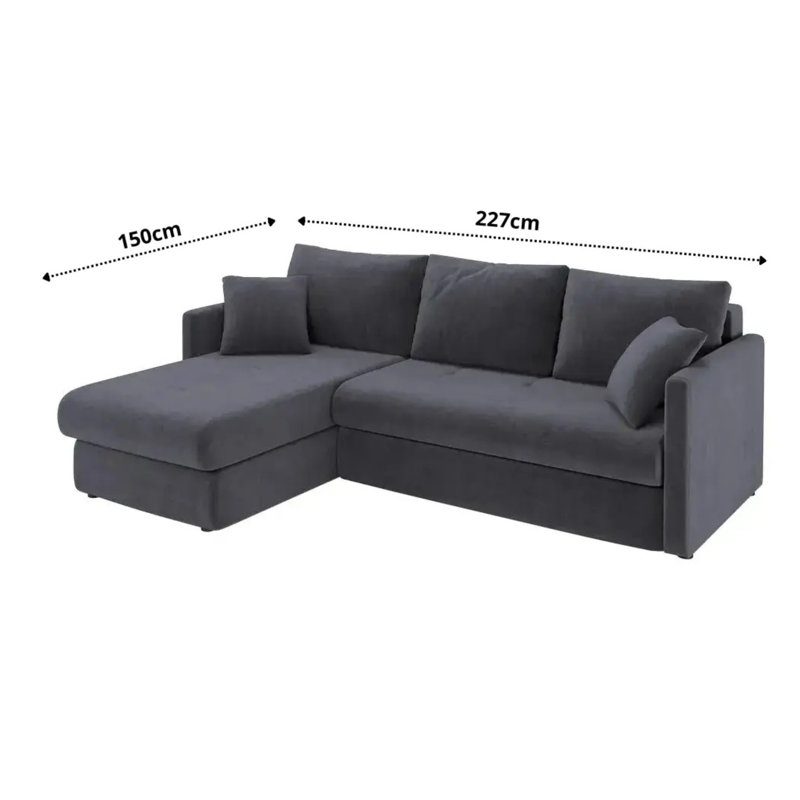  Orea Corner Sofa Bed with Large Sleeping Function and Double Storage Container 227x150cm Elegant Living Room, Green, Left