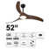 52in. 3-blades Woodgrain Finish Dimmable Changeable 3000k/4000k/5000k Led Ceiling Fan With Remote Control