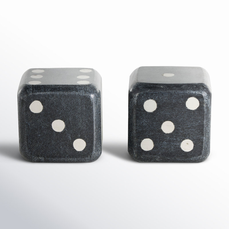 Olena Decorative Dice Bookends, Black/White