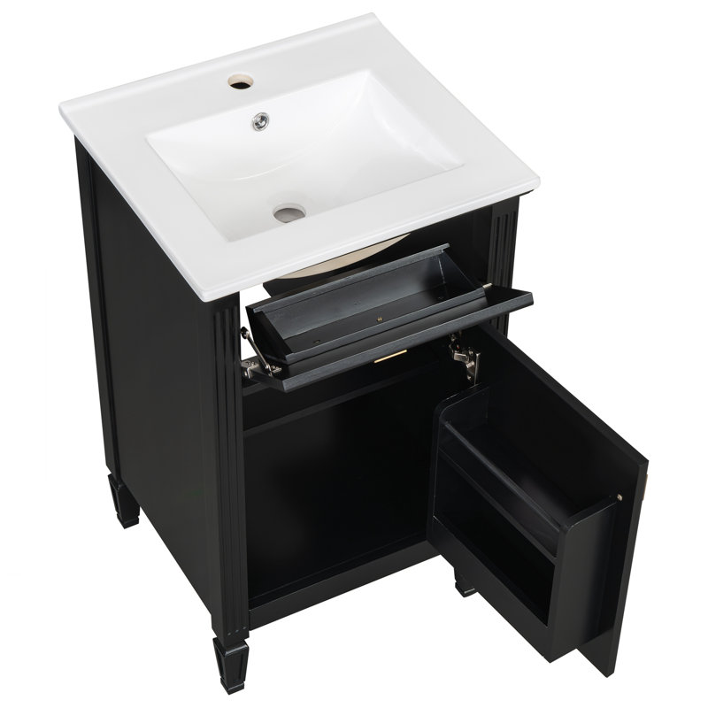 Meuble-lavabo de 20 pouces avec lavabo, Noir