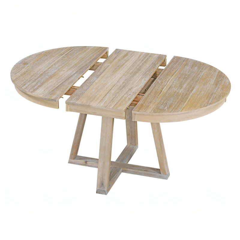Ensemble de salle à manger extensible 5 pièces Tonecia, table ronde avec rallonge et 4 chaises rembourrées, Naturel