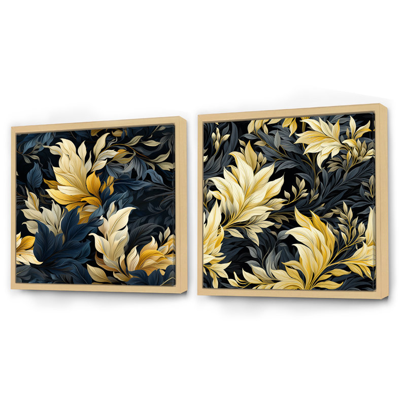 Lamberth - Ensemble de 2 collages carrés tropicaux, Cadre flottant brun, H 30 po x l 61 po