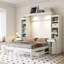 Grand lit escamotable avec bureau et rangement, lit escamotable en bois peu encombrant avec armoires et tiroirs-131126598