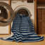 Machine Washable Horizontal Stripes Blue Area Rug-1081384456