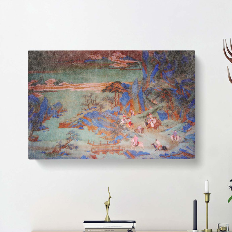 Emperor Minghuang's Journey by Qiu Ying - Wrapped Canvas Painting, 35cm H x 50cm W x 3cm D