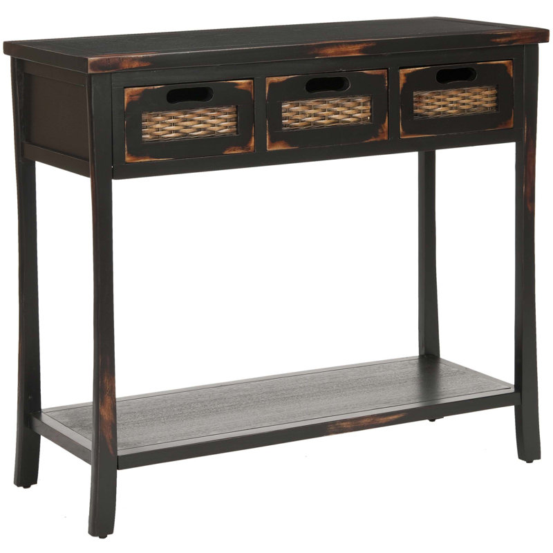 Console en bois massif de 34 po, Noir
