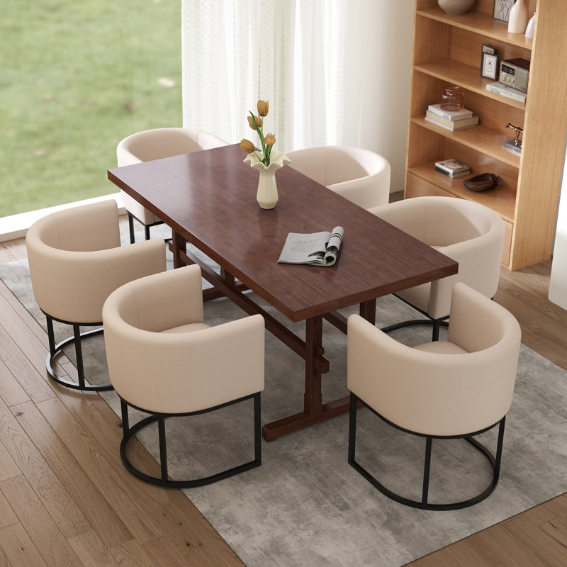 Chaises de salle à manger rembourrées Kaydance, Beige, Noir