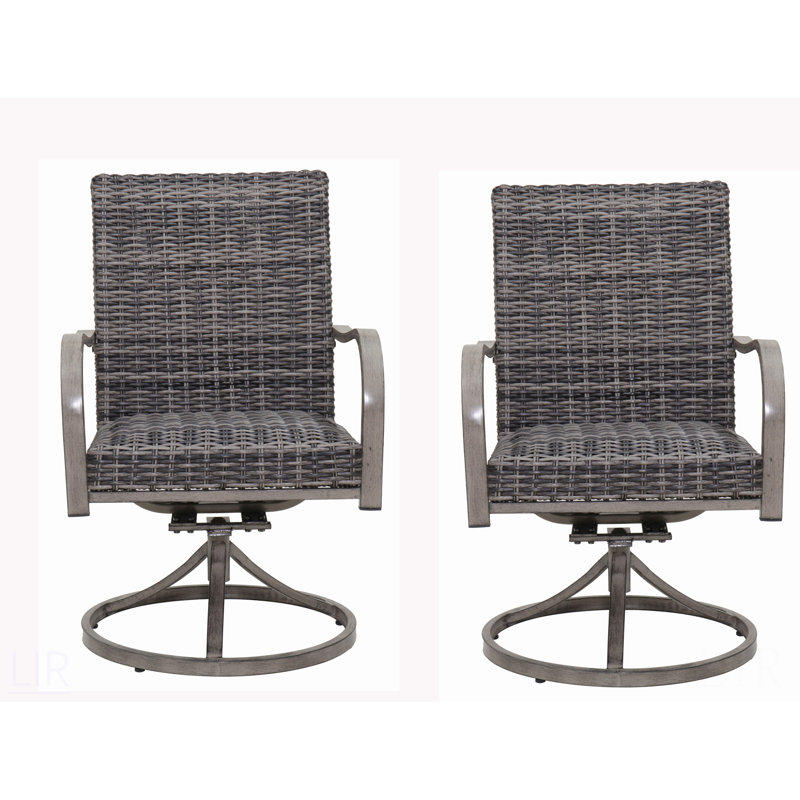 2 pièces Chaise de salle à manger pivotante en osier pour l'extérieur - Chaise en coton lavé à l'eau. Structure en fer robuste pour une utilisation en tout temps dans le patio, chaise