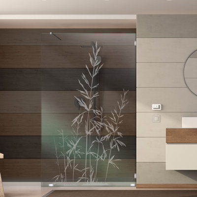 Panneau de douche fixe en verre trempé l 25 1/2 po x H 75 po avec sablage givré durable
