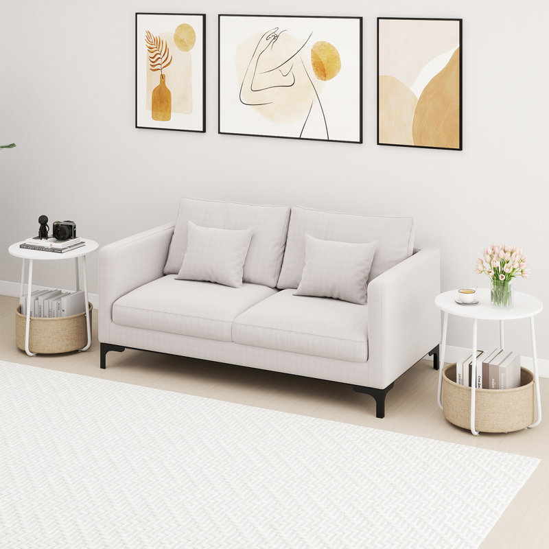 End Table, Beige, White