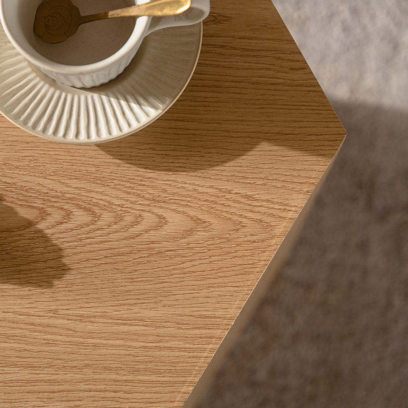 Table basse hexagonale en panneau de fibres à densité moyenne, Bois naturel