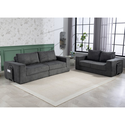 Boneless 2 Piece Sofa Set Convertible Sofa Bed 2-Seater And 3-Seater Sleeper Sofa Small Couch Sofa