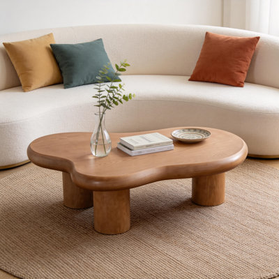 39.5" Modern Free Form Irregular Cloud Shaped Coffee Table With 3 Legs For Living Room&Bedroom