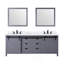 Meuble-lavabo double gris foncé 84 po X P 22 po , Comptoir en marbre de Carrare, ensemble de robinets Miroirs