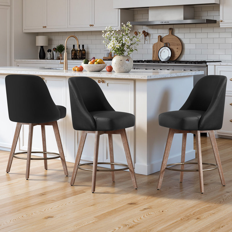 Tabouret de comptoir pivotant 26 po Kishmat, Noir
