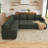 Brunella U-shaped Oversized Sleeper Sofa Storage Corduroy Sectional-114985701