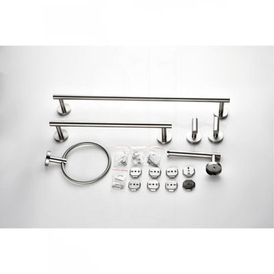6 Piece Stainless Steel Bathroom Towel Rack Set Wall Mount
