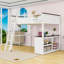 Queen Loft Bed With Desk, Shelf And USB