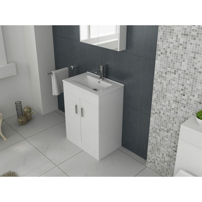 VeeBath Desire Venus 600 White FS Unit and Slim-Edge Basin