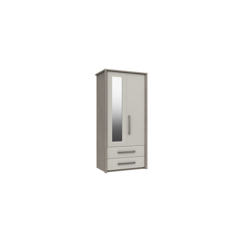 Colville 2 Door Manufactured Wood Wardrobe, Grey Oak/White Grey Gloss