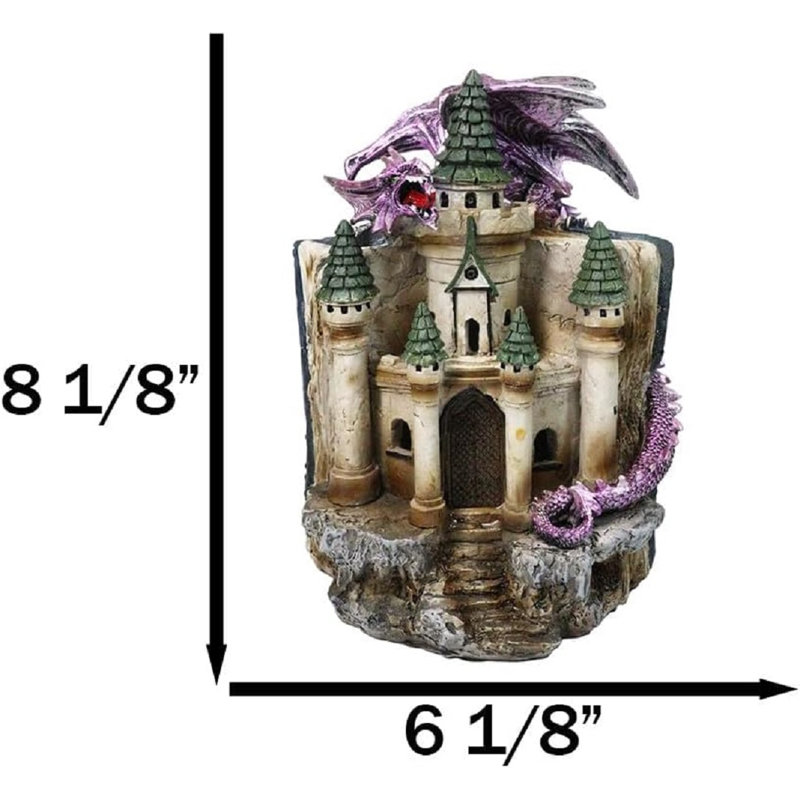 Figurine de château mauve à DEL mauve sur un rocher