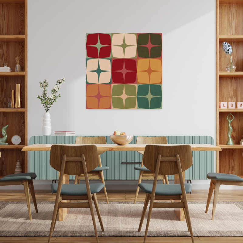 Impression d'art mural abstrait Mid-Century, 36" H x 36" W