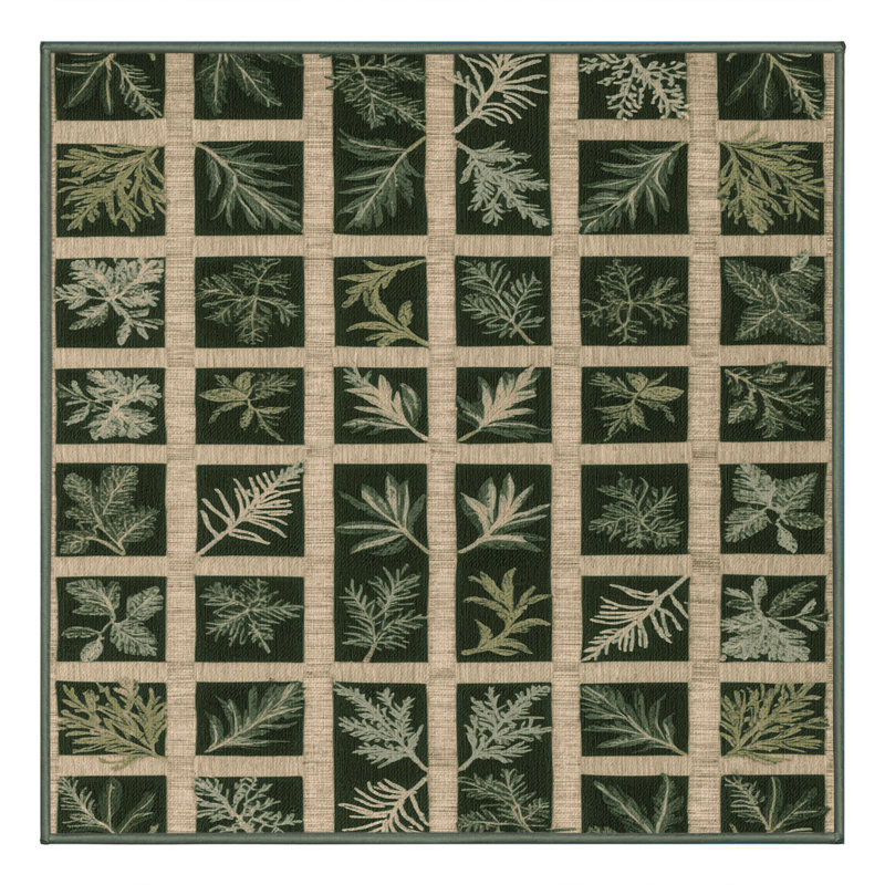 Machine Washable Nature Green Area Rug, Square 6'
