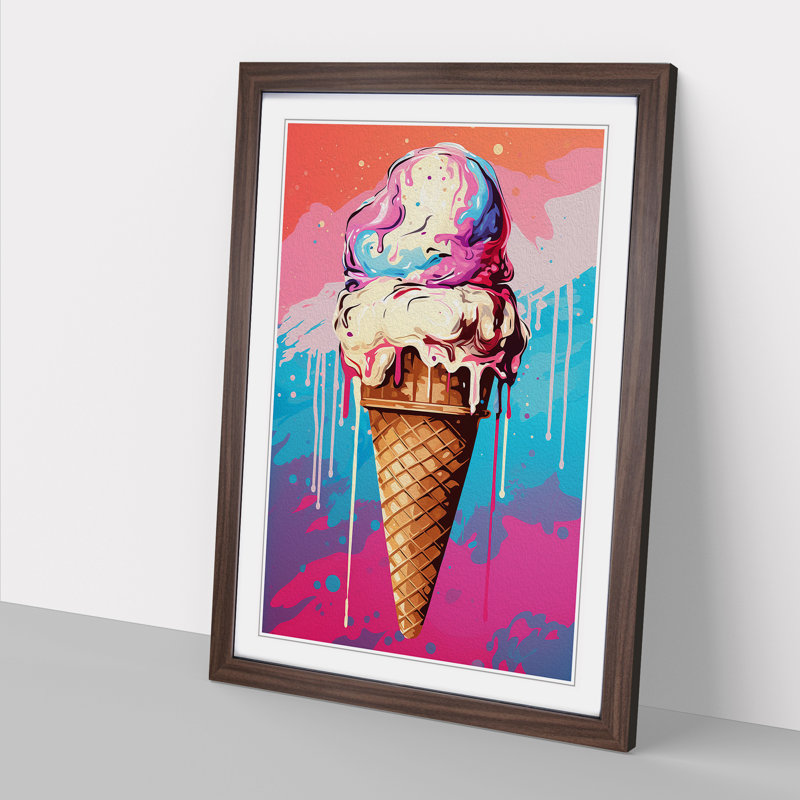 Ice Cream Pop Art - Framed Print, 46cm H x 34cm W x 2cm D, Walnut