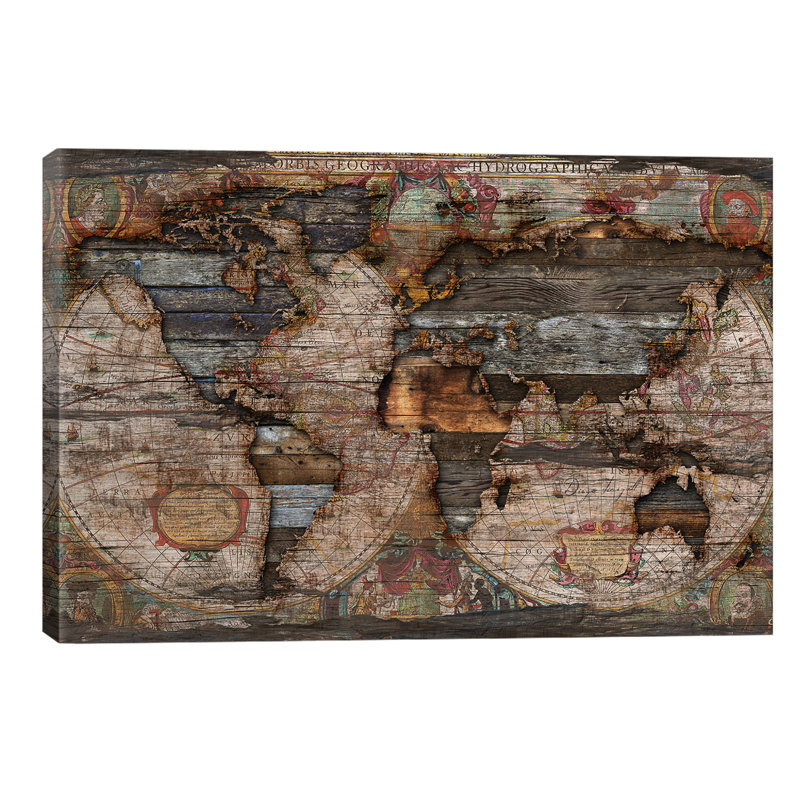 Reclaimed Map by Diego Tirigall - Wrapped Canvas Gallery-Wrapped Canvas Giclee, 101.6 cm H x 66.04 cm W x 3.175 cm D