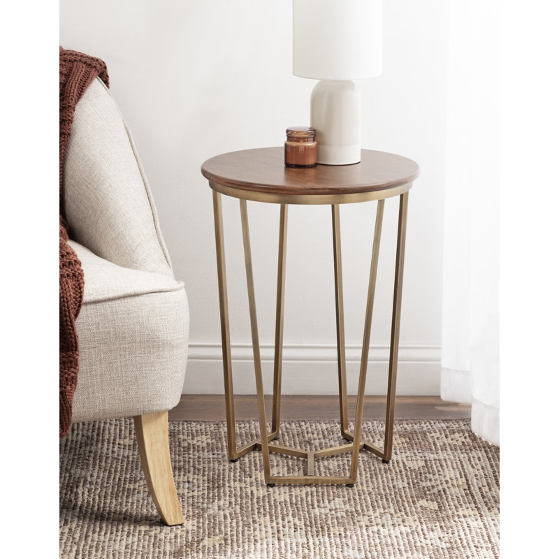 Table de bout Gerardo, H 23,25 po x l 16 po x P 16 po, Plateau brun / base dorée