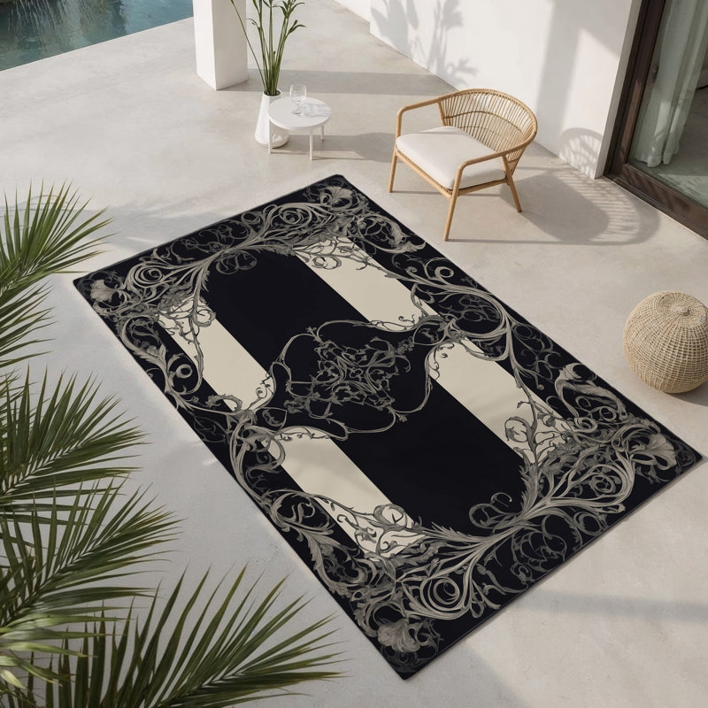 Tapis intérieur et extérieur Veil Of Night, Rectangulaire 3 pi x 5 pi