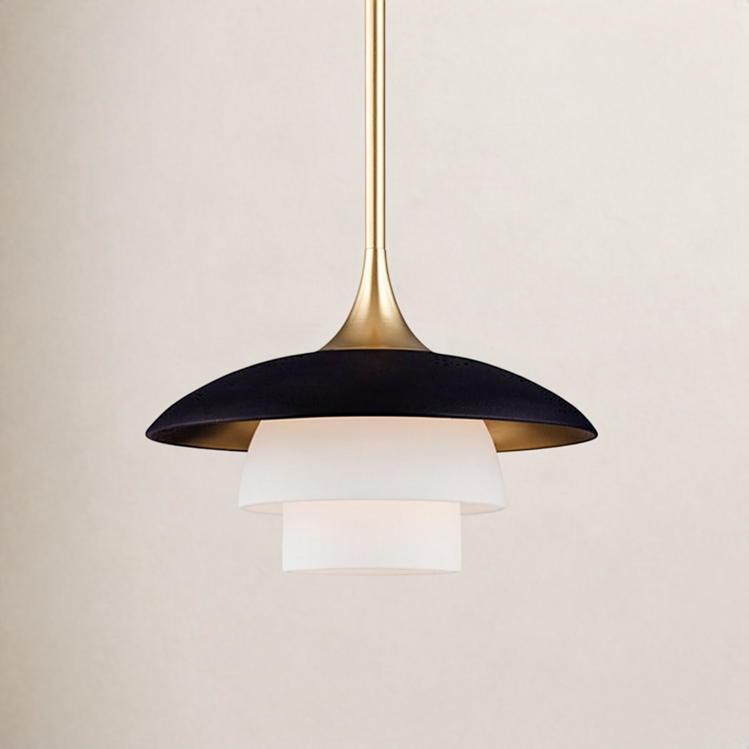 Burbank Single Light Glass Pendant, Aged Brass