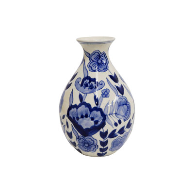 Vase en céramique Home & Manor blanc / bleu