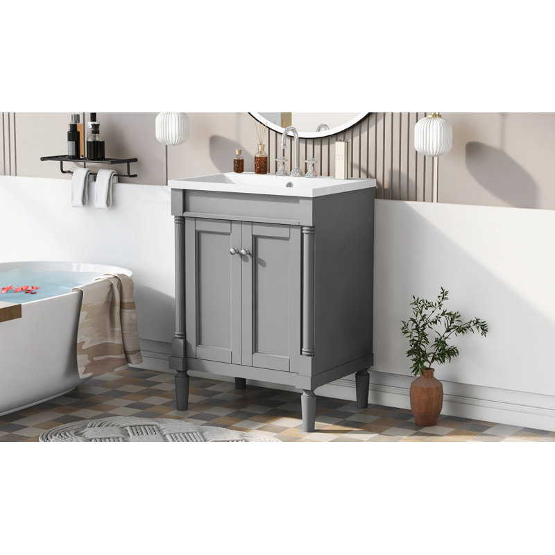 Ensemble de meuble-lavabo simple 24 po avec plateau Dainel, gris