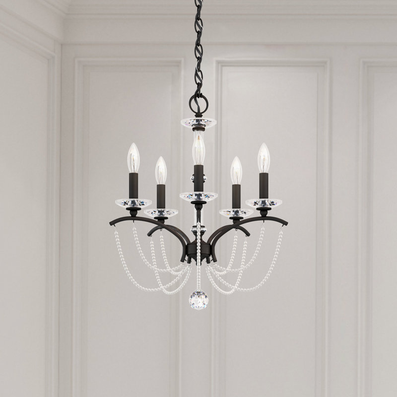 Priscilla 5 - Light Chandelier, Black/White Pearl