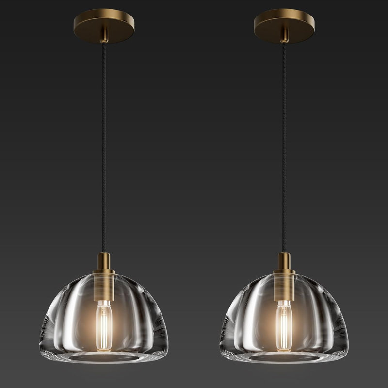 2PCS Crystal Hemisphere Pendant Light,Kitchen Pendant Lighting Over Island, Bronze