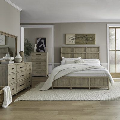 Aason Panel Bed, Dresser & Mirror