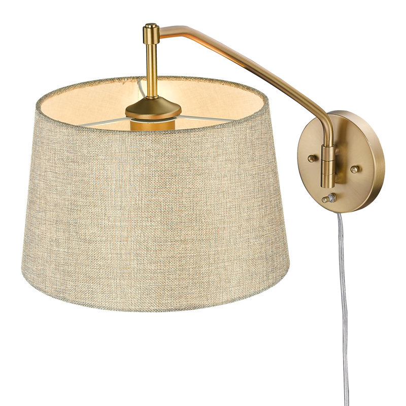 Lampe murale avec bras pivotant 1 lumière Ryleigh en étain blanc moderne, Naturel, Bronze champagne brossé