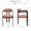 Chaises de salle à manger orange moderne avec pieds en métal noir et dossier à oreilles, de 2, forme rectangulaire, rembourrage en mousse, profondeur de 20,92 po, facile à assembler-1190247602