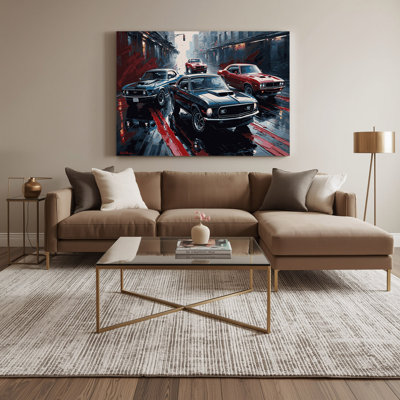 Transportation Vintage muscle cars Purple Canvas Wall Art