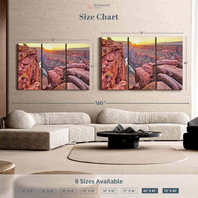 «Sunrise Over Grand Canyon» sur toile, H 42 po x l 65 po x P 1,25 po
