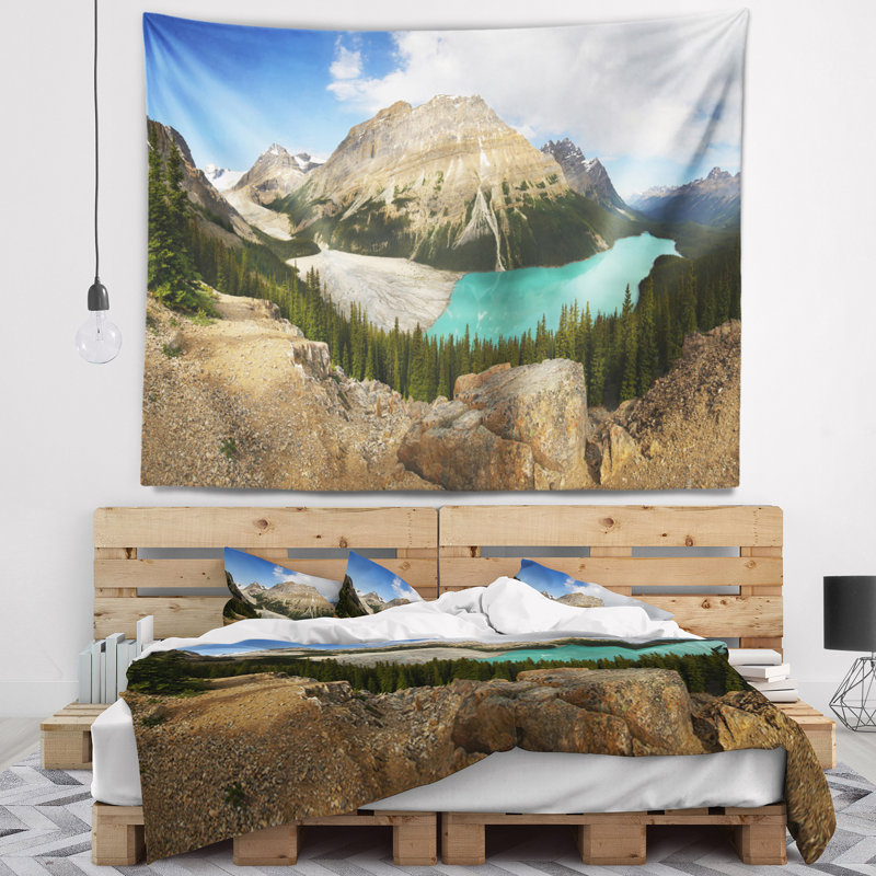 Paysage, tapisserie panoramique du lac Peyto, H 32 po x l 39 po